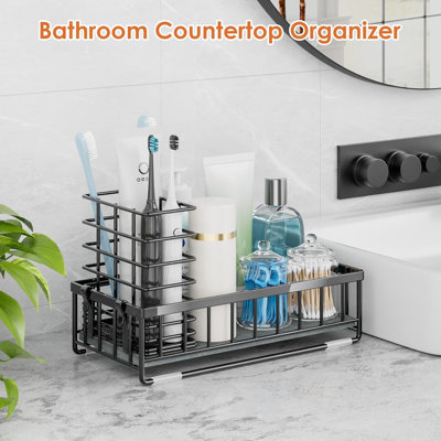 Organisateur d'évier de cuisine avec porte-éponge à séchage instantané, panier à brosse, distributeur de savon - Rangement de comptoir en acier inoxydable imperméable pour la cuisine / salle de bain