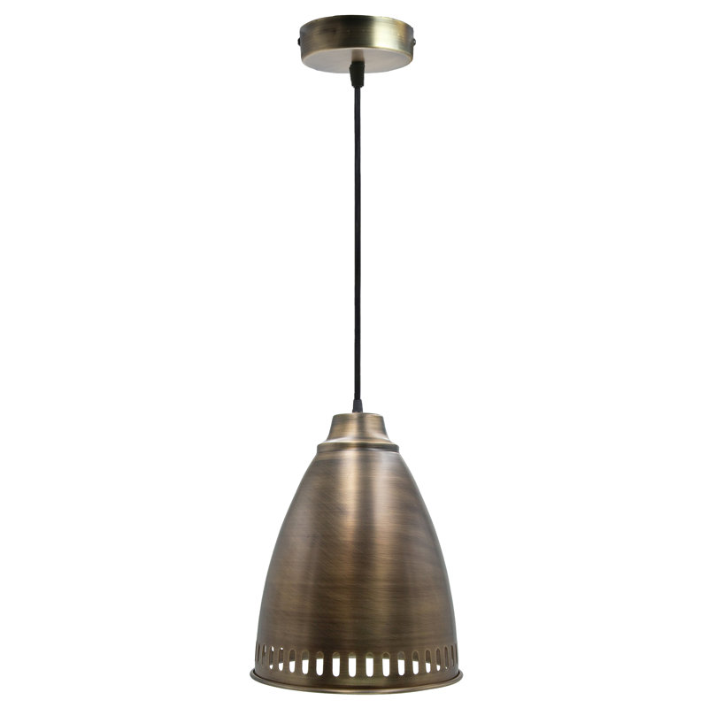 13"H Ghevont 1-Light Brushed Brass Single Bell Pendant
