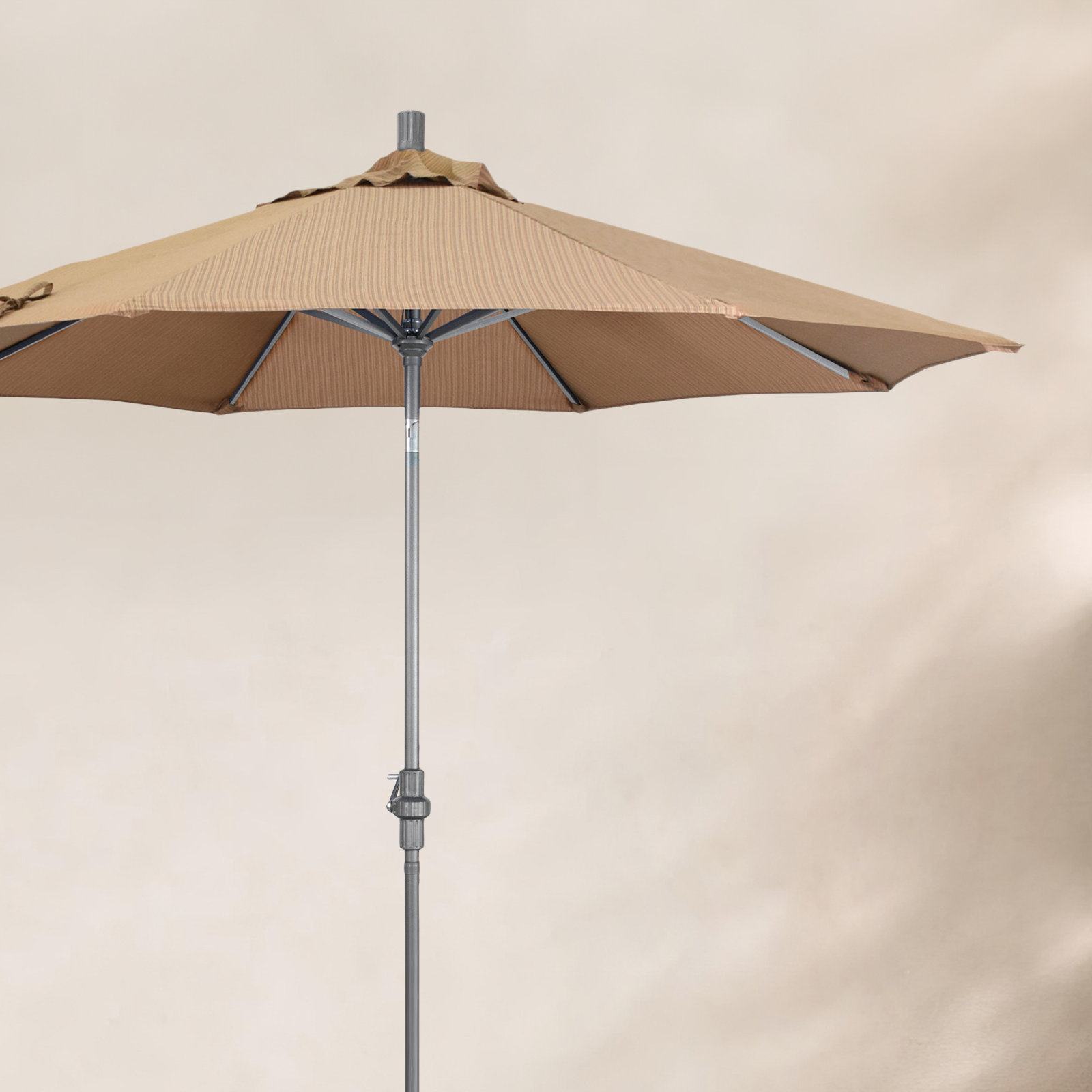 Romany 9' Umbrella, Gray White Cabana Stripe