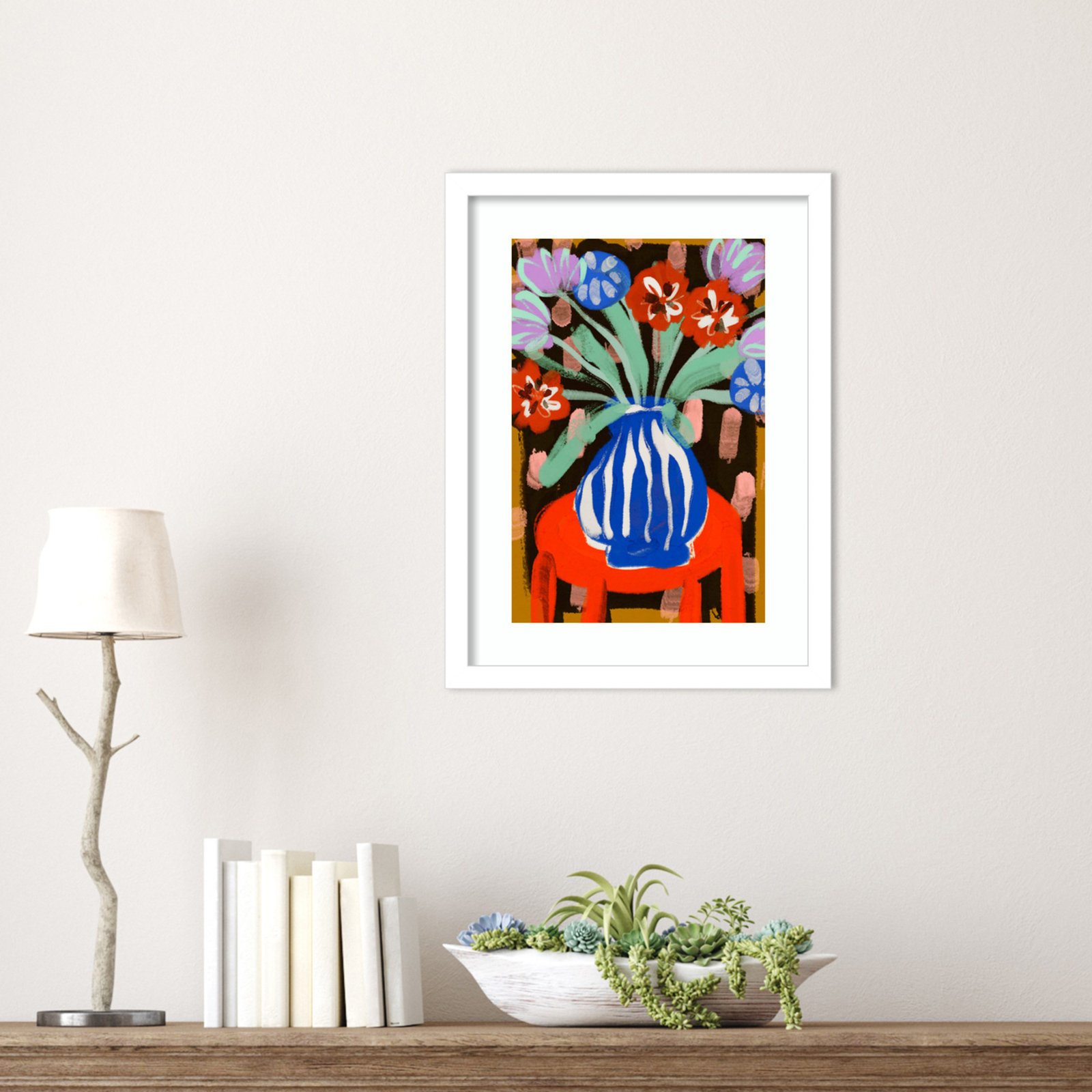 Ocilla "Floral Still Life No. 2" Print, White, 17" H x 13" W