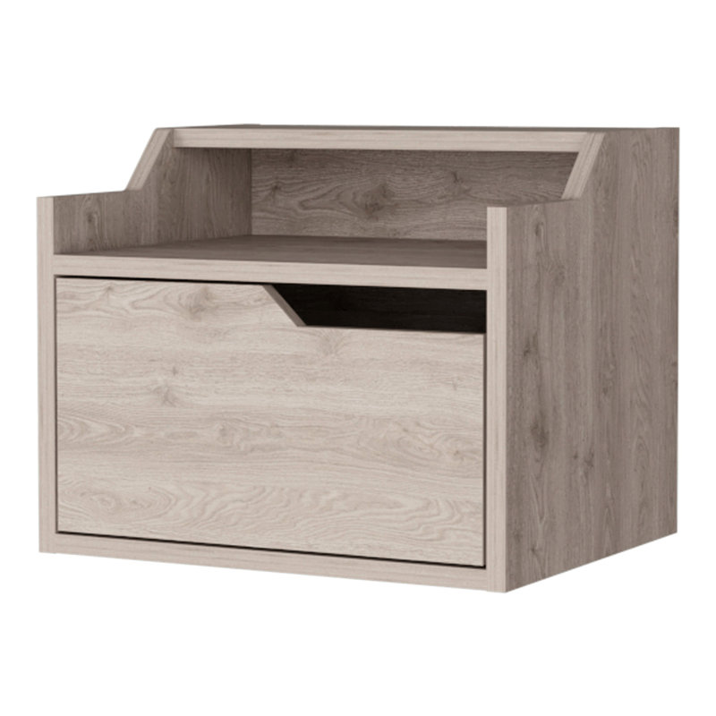 Dual-Shelf Display Nightstand, Light Gray