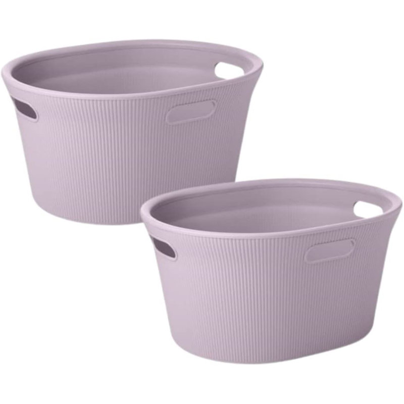 Ribbed Laundry Basket, Lilac