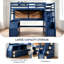 Lit mezzanine double bleu marine avec escalier