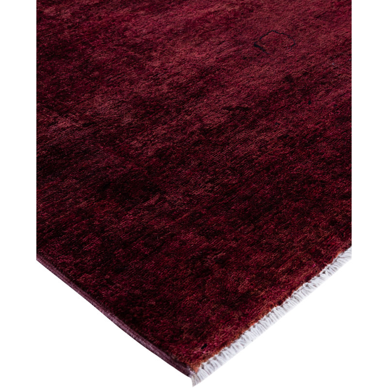 Overdyed Hand-Knotted Wool Modern-Contemporary Red Runner 2' 7" x 17' 1"