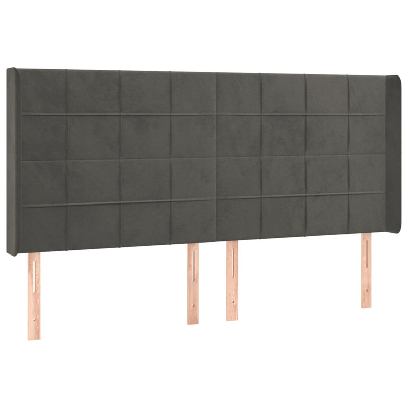 Led Headboard Dark Grey 183X16X118/128 Cm Velvet