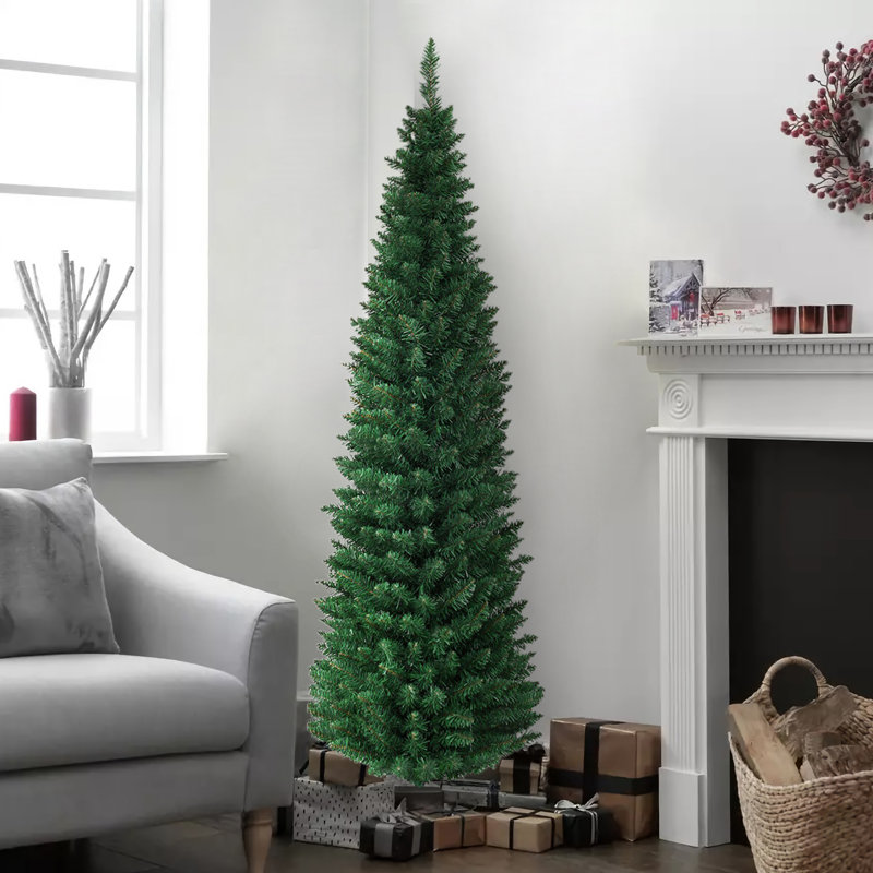 Arbre de Noël mince en PVC artificiel en PVC - 5 pi / 6 pi / 7 pi / 8 pi / 9 pi, H 60 po