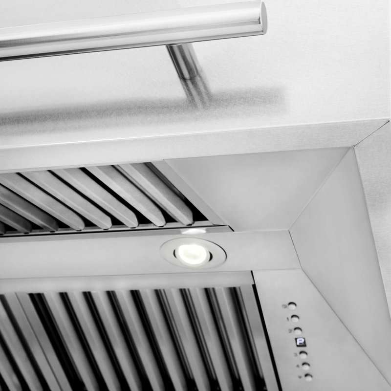ZLINE 36 po. Hotte de cuisine murale en acier inoxydable satiné avec coque et poignée en acier inoxydable