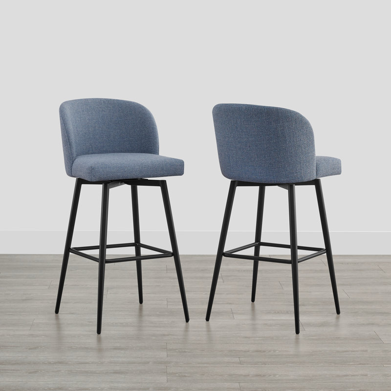 Benedit Swivel Counter & Bar Stool, Bar Stool (30" Seat Height), Gray Blue, 2