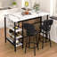Îlot de cuisine avec sièges et rangement, table bistro et chaises, ensemble de 2 avec 5 tablettes, petite table de bar moderne et 2 tabourets rembourrés en polyuréthane avec dossiers pour les petits espaces-652573669