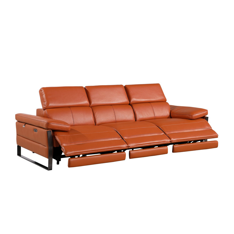 Ensemble de canapé modulaire inclinable électrique en cuir italien à grain supérieur, de causeuse console et de chaise avec appuis-tête électriques