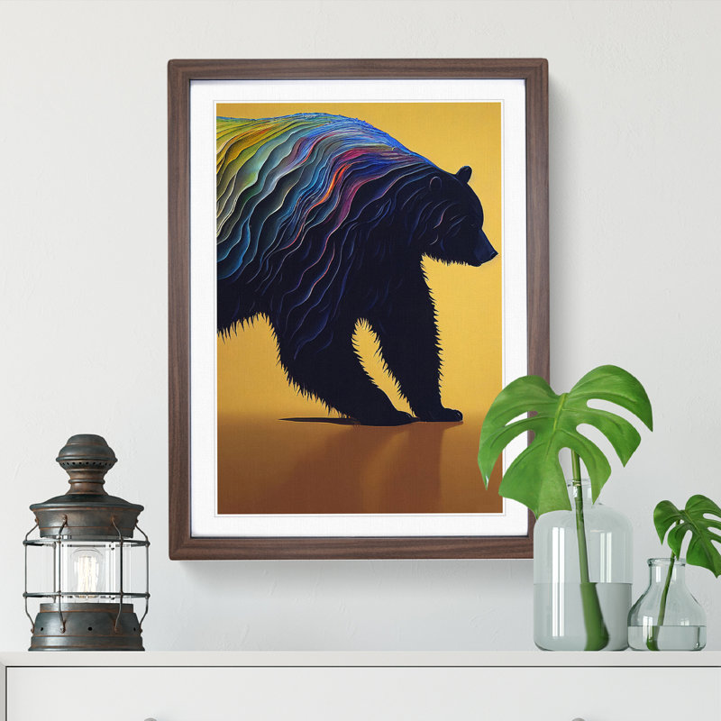 Mighty Bear Abstract - Framed Print, 34cm H x 25cm W, Walnut