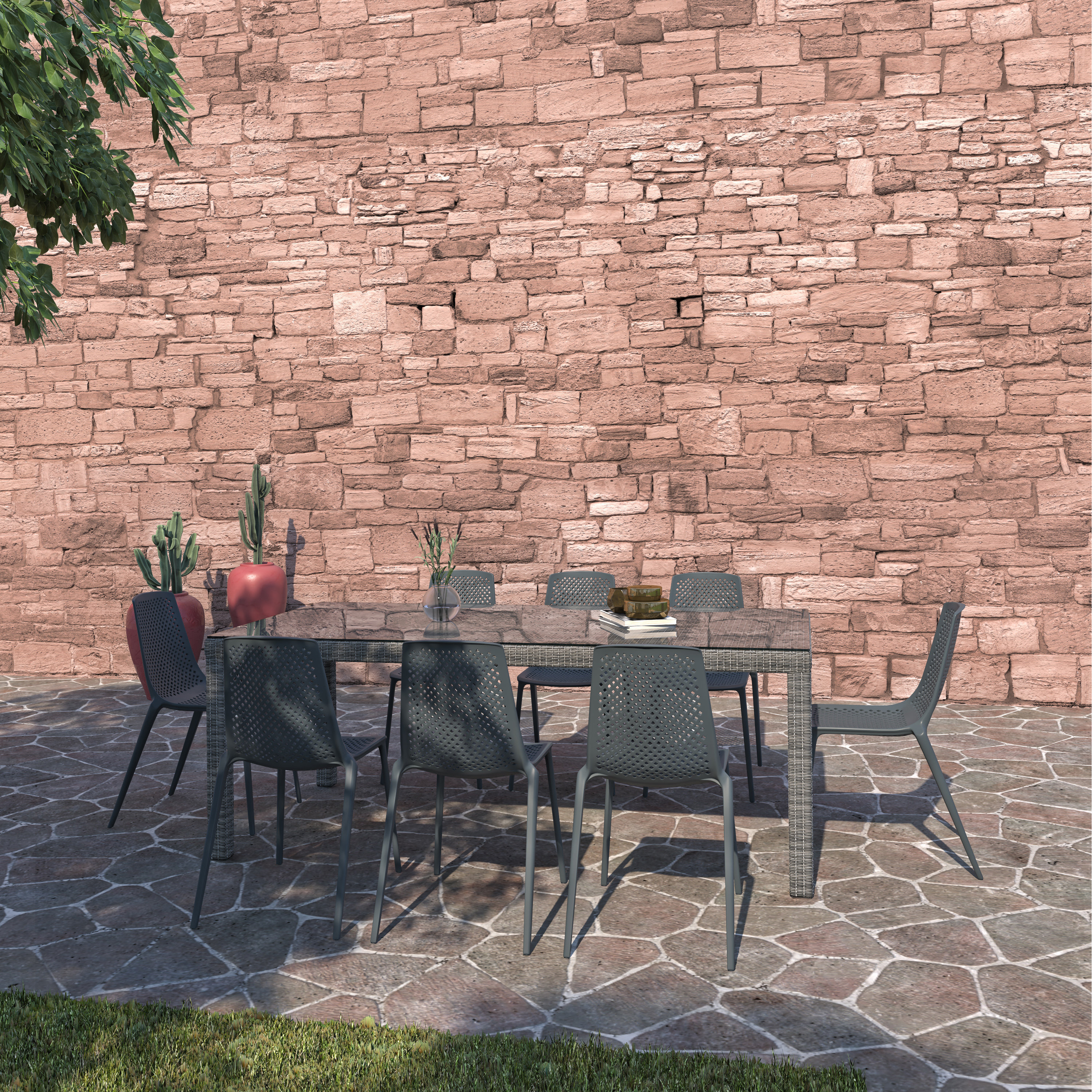 Anautica 8 - Person Patio Dining Set with Rectangular Table