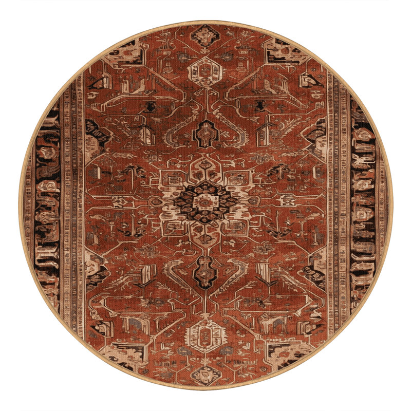 Tapis brun lavable à la machine, Rond 4 pi x 4 pi