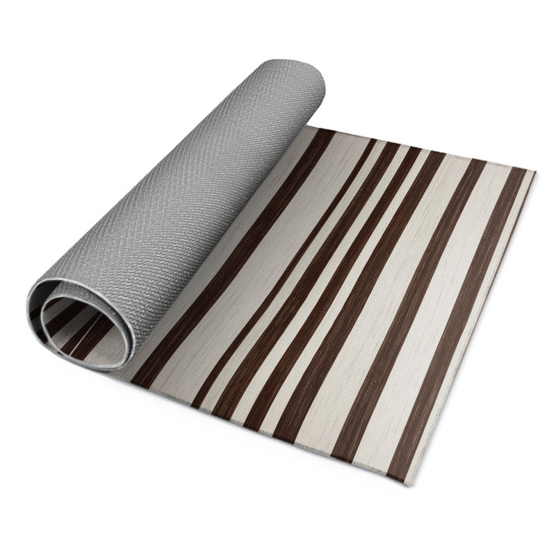Tapis intérieur / extérieur gris HorizontalStripes, Rectangle 5 pi x 7 pi