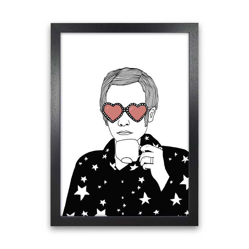 Elton John by Carissa Tanton - Print, 88cm H x 64cm W x 3cm D, Black Framed