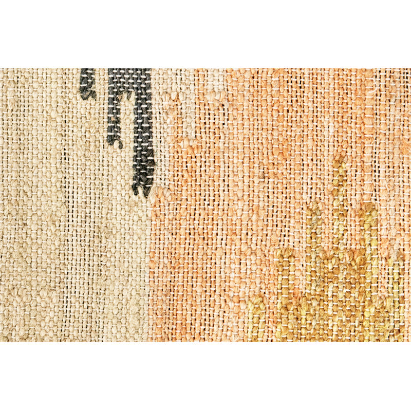 Tapis orange à motif de dhurrie Cara, Rectangle 10 pi x 14 pi