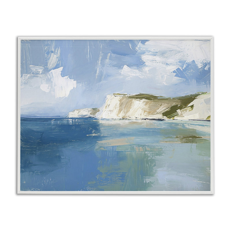 «Coastal Wilderness Shore», estampe numérique par Ramona Murdock, Giclée encadrée blanc bord de mer, H 24 po x l 30 po