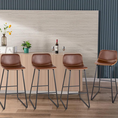 Bar Stools of 2/3/4, 26/30 Inch Counter Height Barstools with Back Faux Leather Bar Height Stools for Kitchen Island Counter