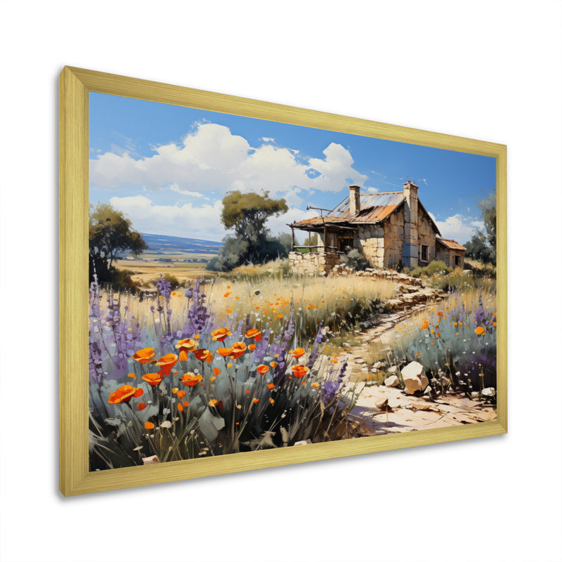 Charme rustique sur toile, H 30 po x l 40 po x P 1,5 po, Cadre doré simple