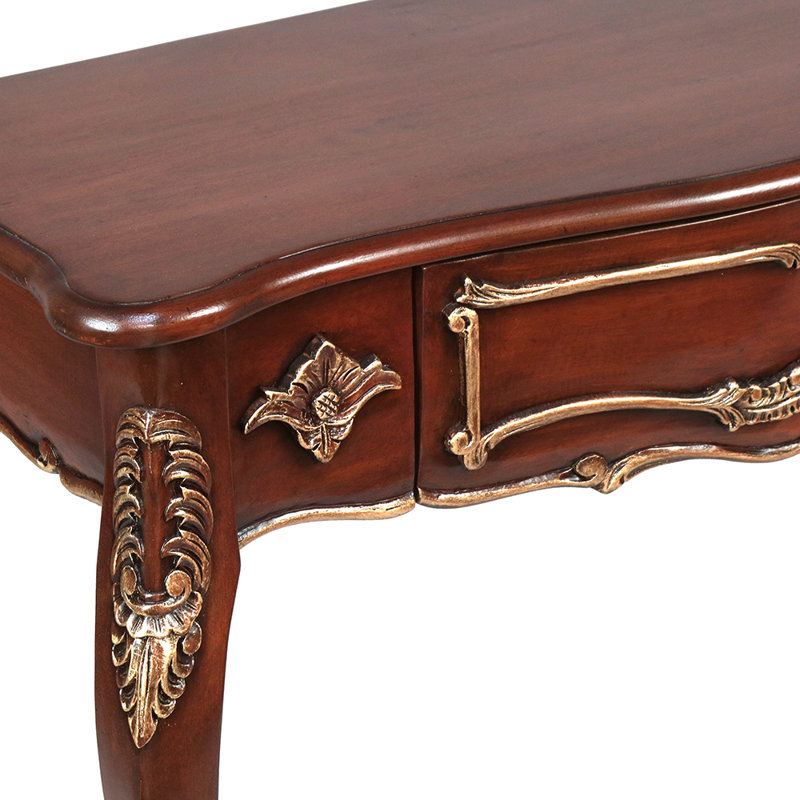 Kishore 36'' Solid Wood Console Table, Red Wood