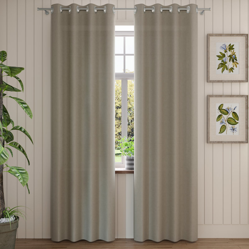 Kerbi Sunbrella Indoor/Outdoor Single Curtain Panel, Spectrum Mushroom, 52" W x 96" H