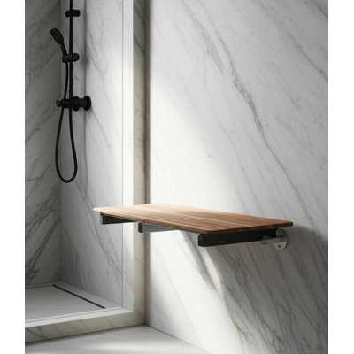 Banc de douche rectangulaire en teck brun 14 po x 26 po
