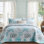 Ensemble de courtepointe Coastal - Couvre-lit léger côtier doux pour décoration de maison de plage (bleu)