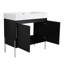 Meuble-lavabo autoportant avec lavabo en résine, armoire de rangement avec portes, meuble-lavabo de salle de bain