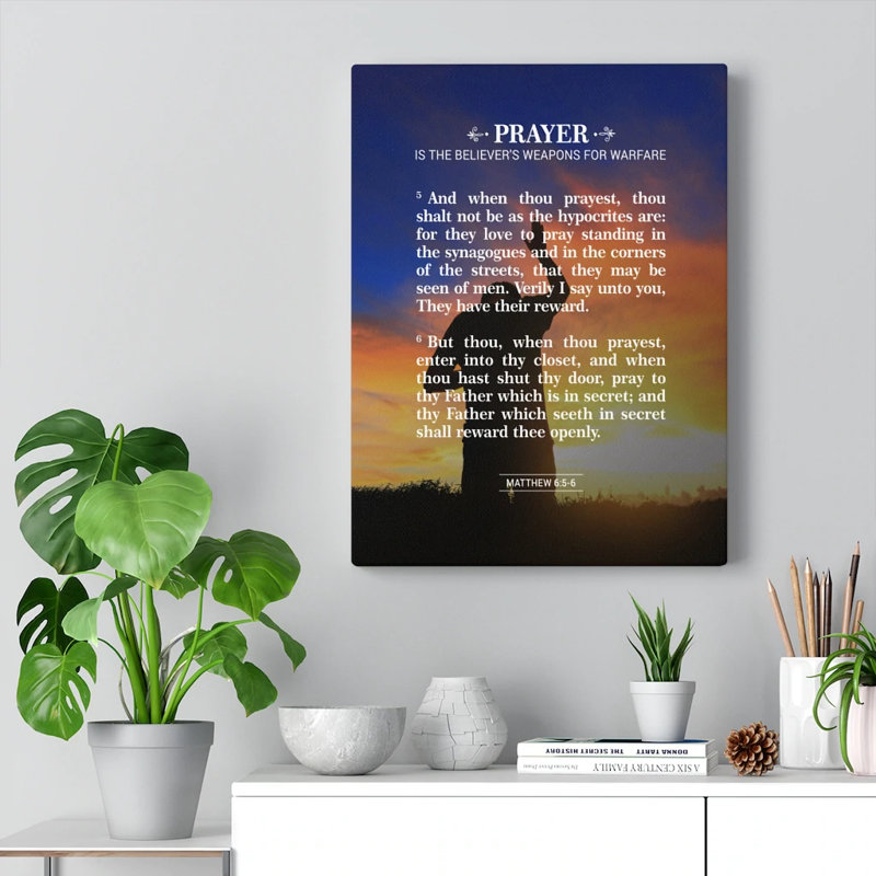 Prayer Matthew 6:5 - Wrapped Canvas Print, 41cm H x 30cm W