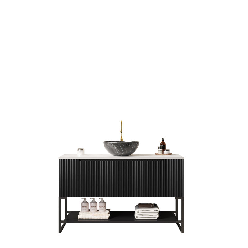 Meuble-lavabo autoportant 48 po avec 3 portes et tablette ouverte 48 po