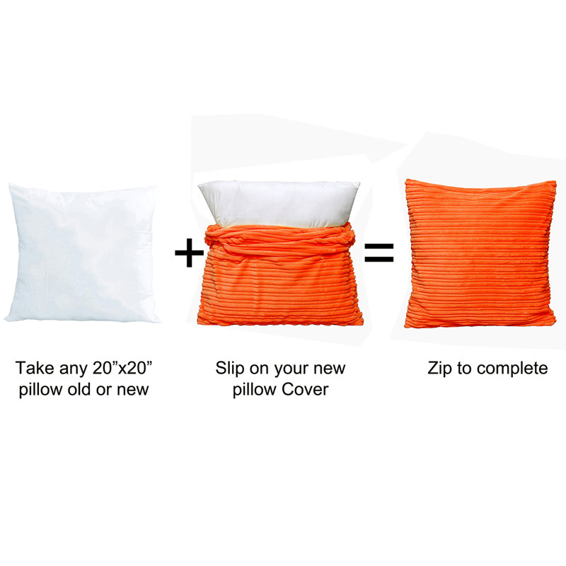 Striped Square Cushion Cover, Burnt Orange