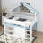 Full Size Loft Bed With Canopy Roof And Storage Cabinet-954188043