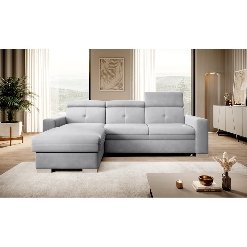 Koretta 3 Seater Sofa Bed, Grey, Left Hand Facing