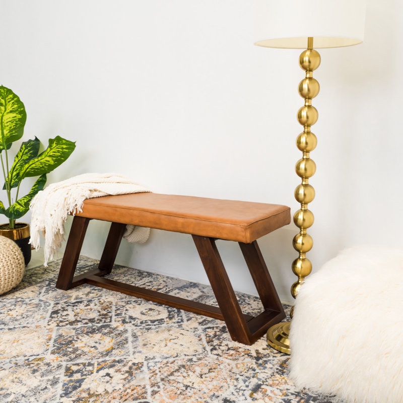 Violetta Genuine Leather Upholstered Bench