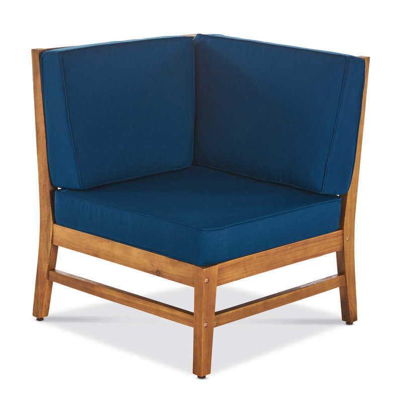 Chaise de coin Perla, Bois, Bleu