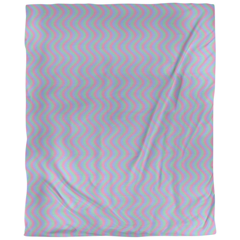 Tissu ondulé, Rose / vert / bleu, L 54 po x l 36 po, Coton peigné pima