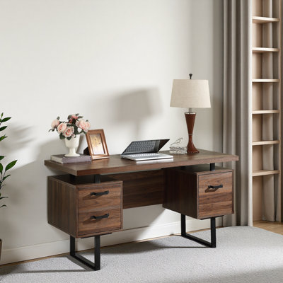 Bureau d'ordinateur à domicile avec tiroirs / dossiers suspendus de format lettre, table d'écriture 59 pouces avec tiroirs