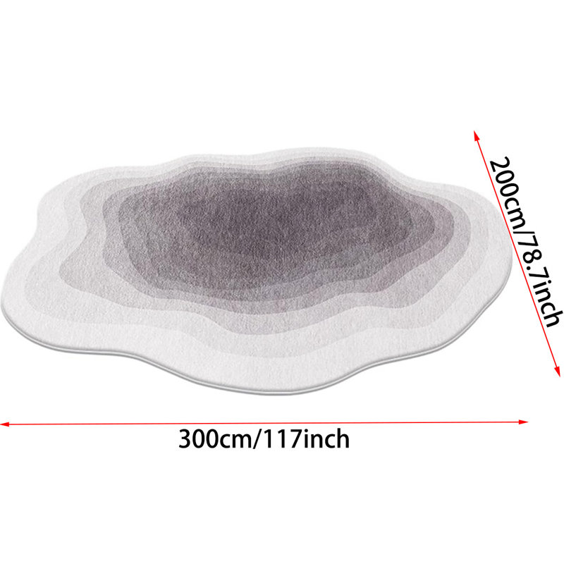 Modern Abstract Area Rug, Gradient Irregular Carpets For Living Room, Cloud Shape Bedside Rug, Non-slip Washable Large Area For Bedroom Entryway Dorm Kitchen, Gray