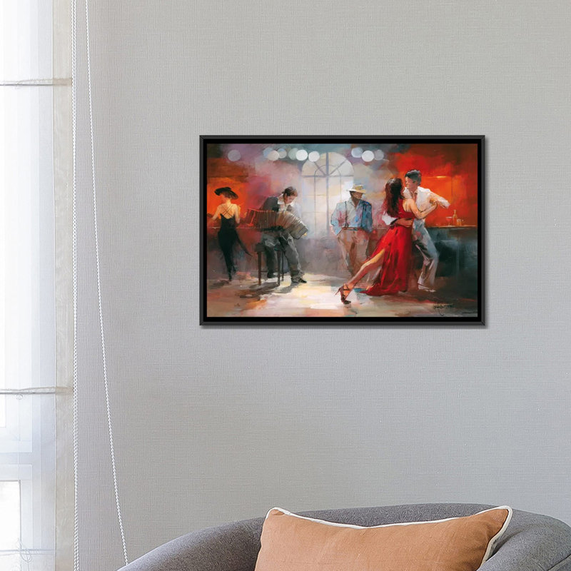 «Tango», reproduction sur toile, Toile avec cadre noir, Blanc, H 24 po x l 32 po x P 1 po