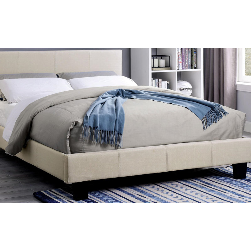Lit plateforme tapissier Sims, Très grand, Beige