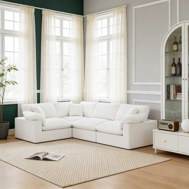 Hidehisa Upholstered Sofa, Oversized Cloud Modular Sectional Sofa Down Filled Comfort Modular Couch with Removable Cover for Living Room Office Apartment