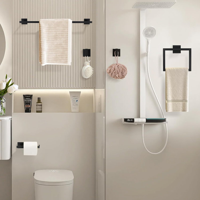 4 - Piece Bathroom Hardware Set, Matte Black