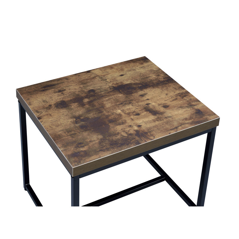 Rectangular Sled End Table, 22"H x 22"W x 22"D, Oak Wood