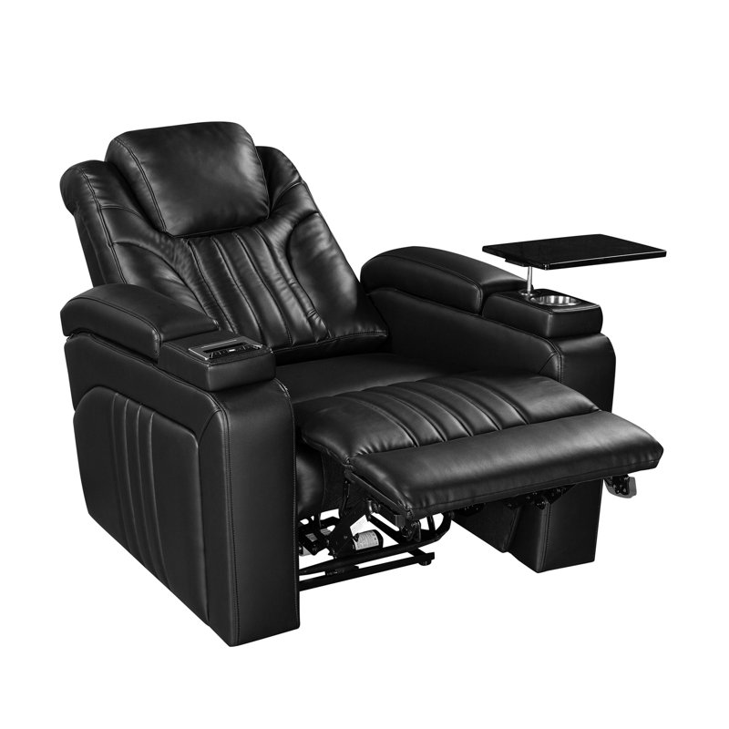 Power Recliner Home Theatre with Power Adjustable Headrest, Wireless Charging Device, Usb Port, Black