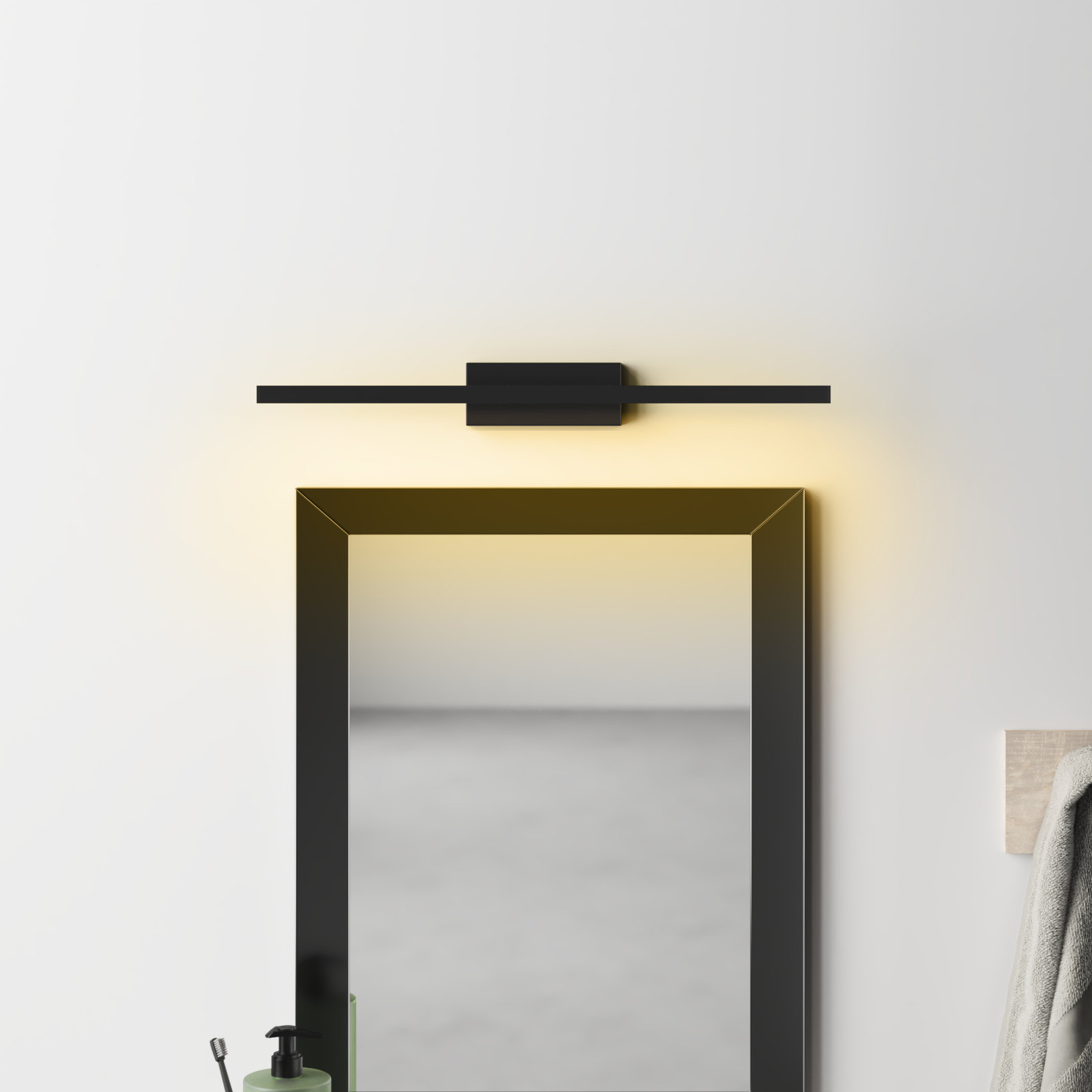 Rochelle Single Light Dimmable Bath Bar, Black, 2700K