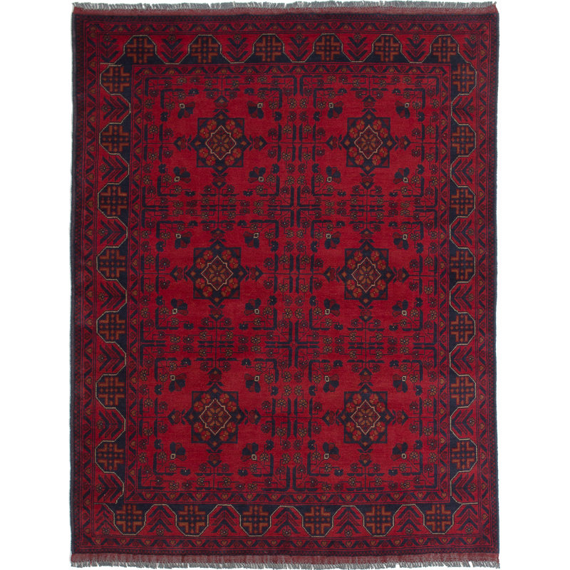Tapis décoratif en laine noué à la main de conception unique 5 pi x 6 pi 5 po Benayas New Age