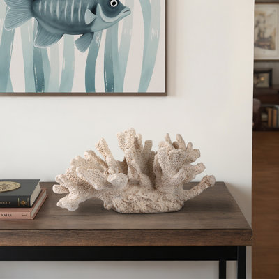 Sculpture Polyresin Coral Reef Textured Design Decorative Accent For Home Office Bedroom Living Room Display - 8" Ivory