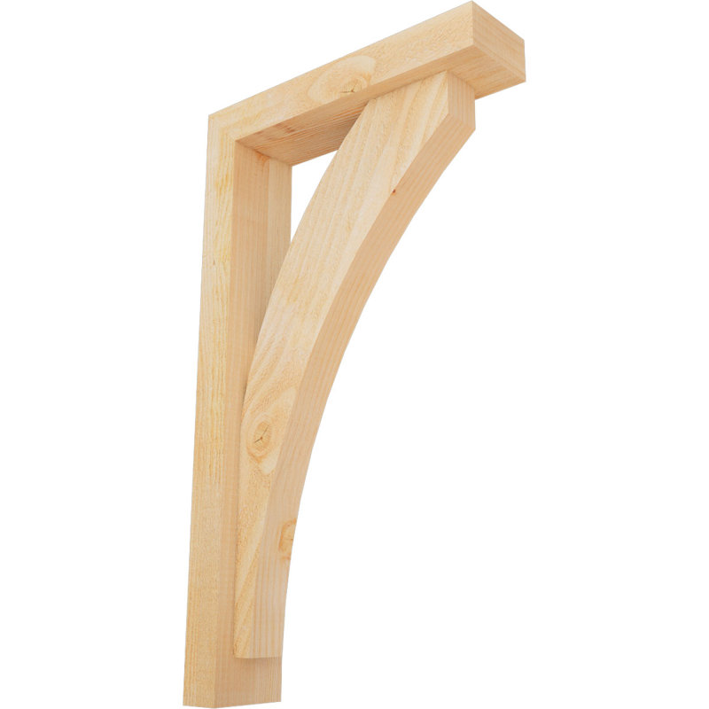 Thorton Block Bracket with Offset Brace, 28 x 16, 4"W Douglas Fir (Rough Sawn)