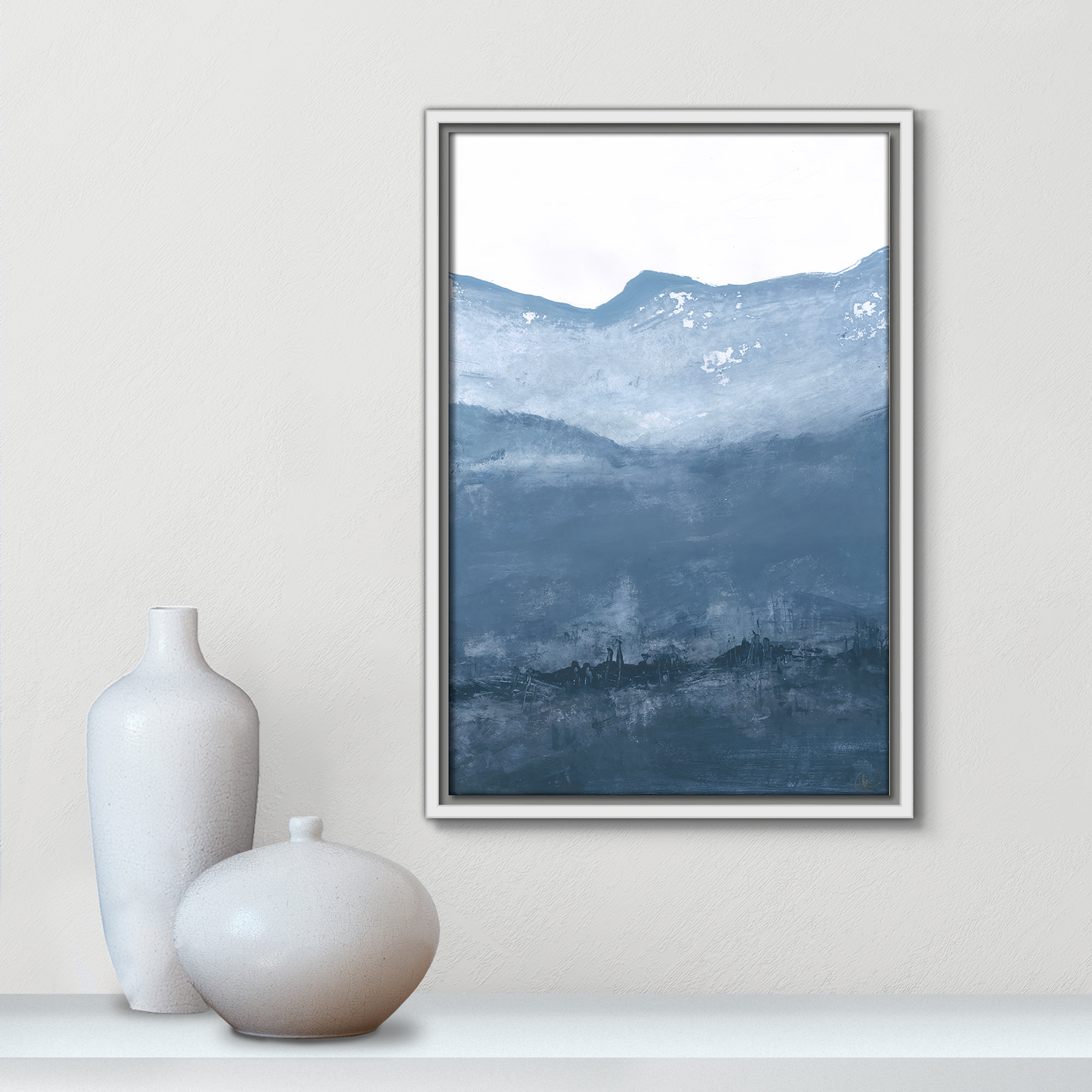 Into the Blue Horizon 1 by Filippo Ioco - Floater Frame Print on Canvas, 19.5" H x 13.5" W, White