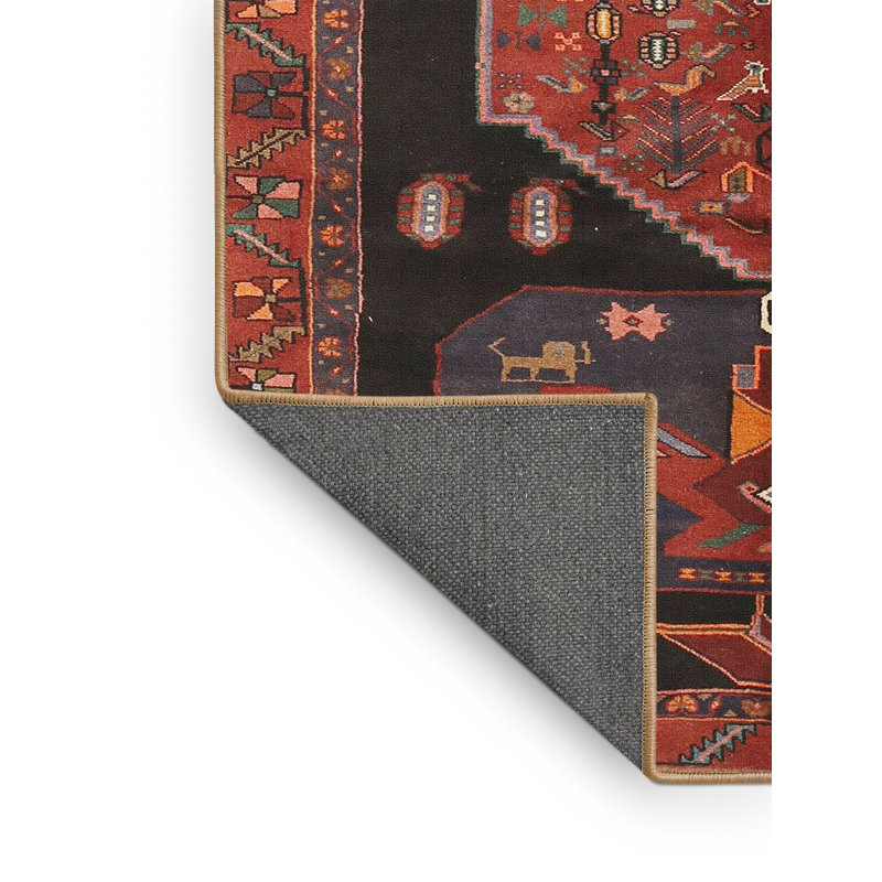Tapis traditionnel mehroon/noir/bleu, Rectangle 2 pi x 4 pi